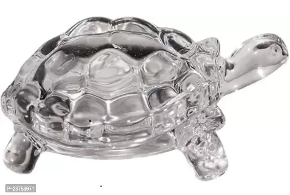 Crystal Turtle Tortoise for Feng Shui and Vastu for Career and Luck Decorative Showpiece - 5.2 cm  (Glass, Clear)-thumb0