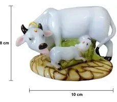 Cow With Calf Decorative Showpiece Decorative Showpiece - 12 cm  (Polyresin, White)-thumb1