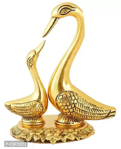 Metal Kissing Duck Showpiece, Cute Love Birds Decorative, Metal Kala Brass Idol for Home Decoration