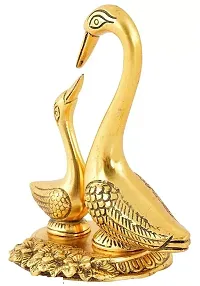 Metal Kissing Duck Showpiece, Cute Love Birds Decorative, Metal Kala Brass Idol for Home Decoration-thumb1