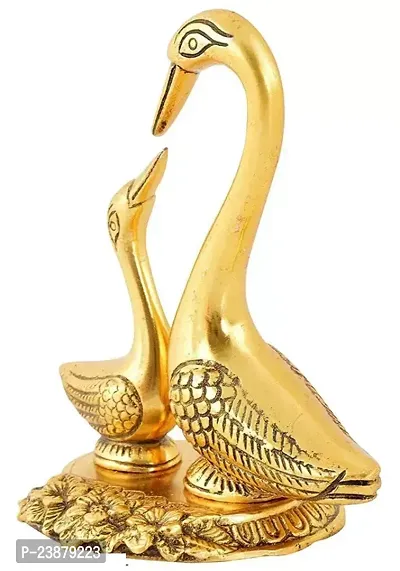 Metal Kissing Duck Showpiece, Cute Love Birds Decorative, Metal Kala Brass Idol for Home Decoration-thumb2