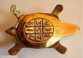 Small Pure Peetal Brass Laxmi Turtle with Laxmi Yantra Engraved Under Tortoise Kachua with Plate-thumb1