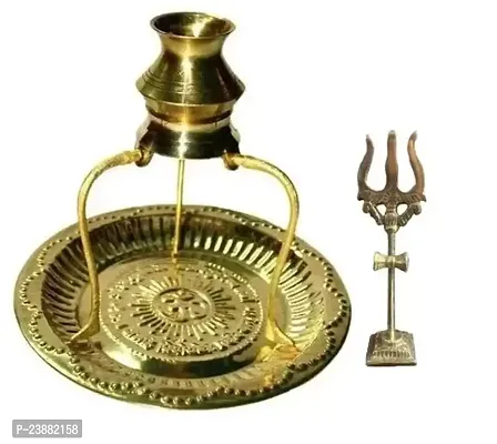 brass plate with shivling stand and trishul Puja Articles-thumb0