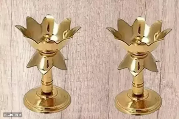 Brass Kamal Lotus Deep Stand Diya for Diwali Pooja-thumb0