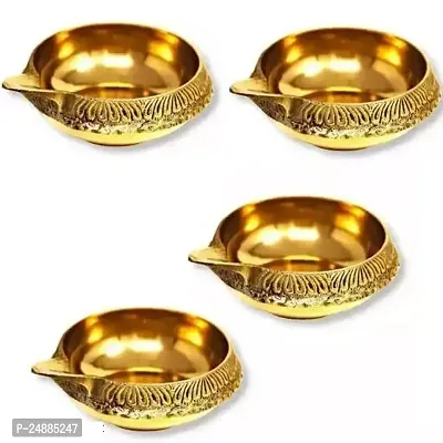 Kuber Brass Diya for Puja, 4 Pcs