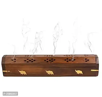 Wooden Agarbatti Stand with Ash Catcher  Dhoop Stick Holder-thumb0