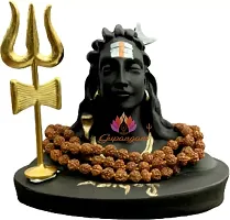 Adiyogi Shiv Idol with Trishul  Rudraksha Mala, Black Resin Adiyogi Statue for Car Dashboard, Pooja Rooms and Meditation (9Lx7Bx9H) cm-thumb2