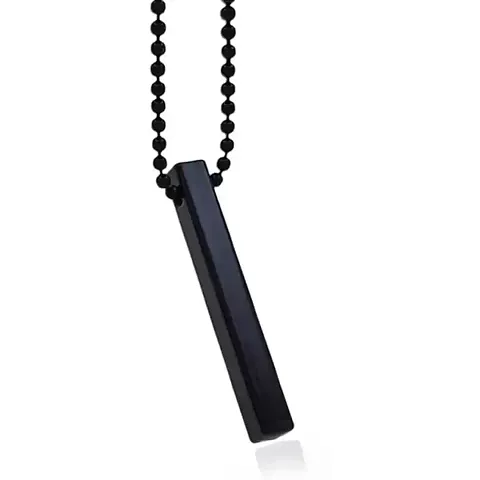 PS CREATION Men's Jewellery 3D Cuboid Vertical Bar/Stick Stainless Locket Pendant Necklace For Boys and Men