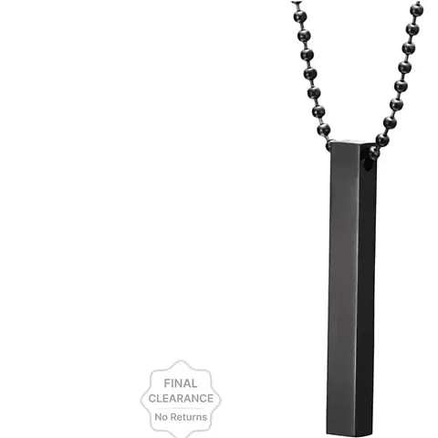 PS CREATION Men's Jewellery 3D Cuboid Vertical Bar/Stick Stainless Locket Pendant Necklace For Boys and Men