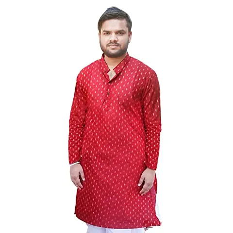 Das Men's Designer Ethnic Kurta (Red_Large)