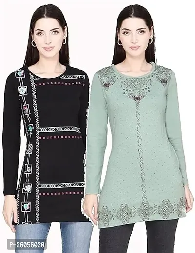 Elegant Cotton Blend Self Pattern Short Kurta For Women- Pack Of 2