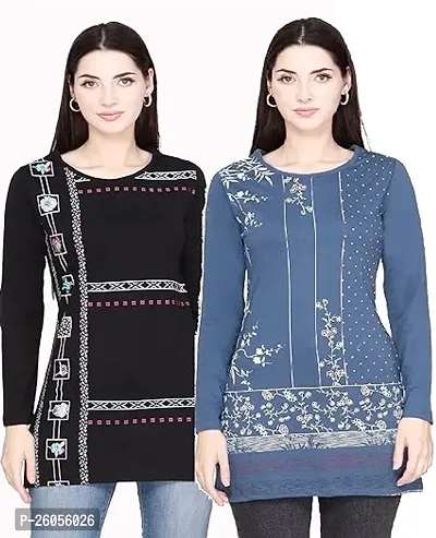 Elegant Cotton Blend Self Pattern Short Kurta For Women- Pack Of 2-thumb0