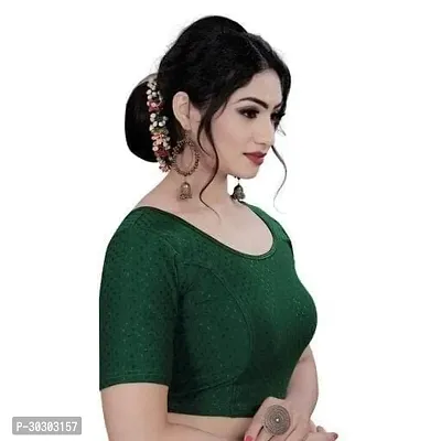 Reliable Green Lycra Solid Stitched Blouse For Women-thumb3