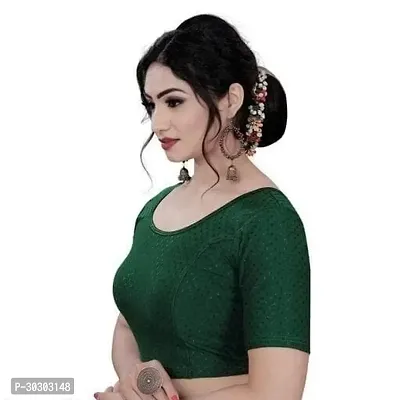 Reliable Green Lycra Solid Stitched Blouse For Women-thumb4