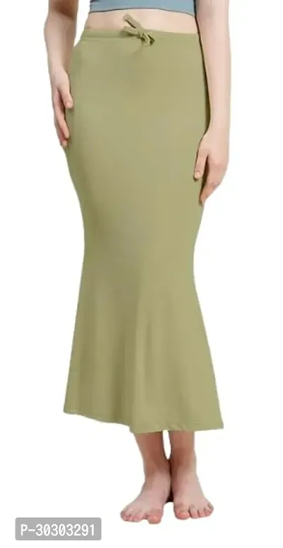 Stylish Olive Cotton Blend Solid Saree Shapewear For Women