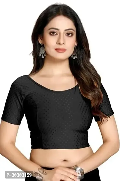 Reliable Black Lycra Solid Stitched Blouse For Women