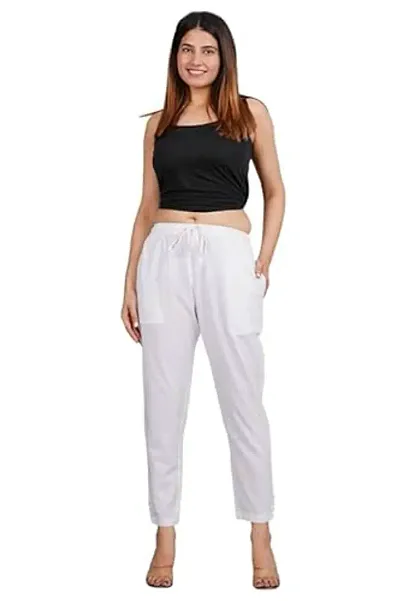 Mayero Womens Solid Cotton Flex Trouser