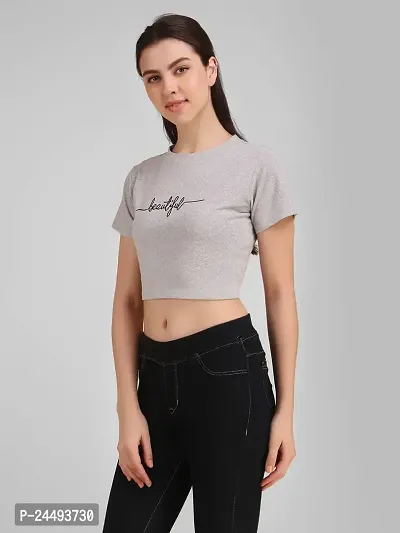 Jollify Women's Stylish Crop Tee Grey-thumb4