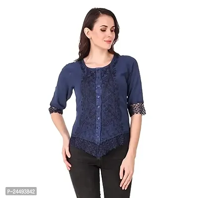 Jollify Hand Embroidered Women's Rayon Shirt/Top