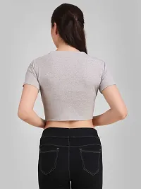 Jollify Women's Stylish Crop Tee Grey-thumb1