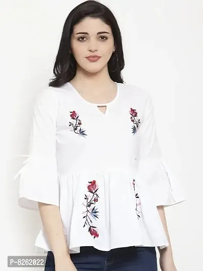 Classic Cotton Embroidered Top for Women-thumb0