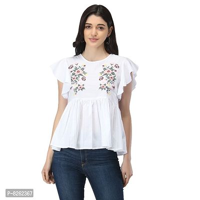 Classic Cotton Embroidered Top for Women-thumb0