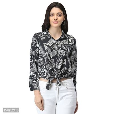 Classic Poly Crepe Printed Shirt for Women-thumb0