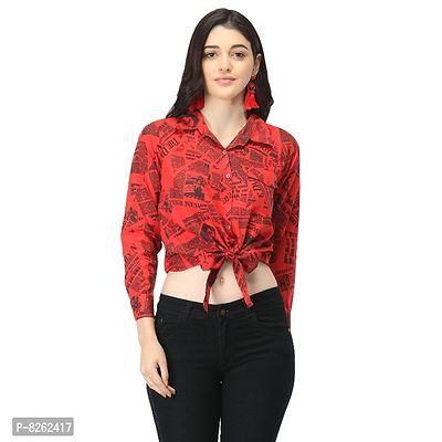 Classic Poly Crepe Printed Shirt for Women-thumb0