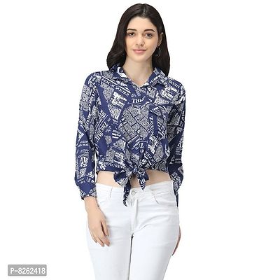 Classic Poly Crepe Printed Shirt for Women