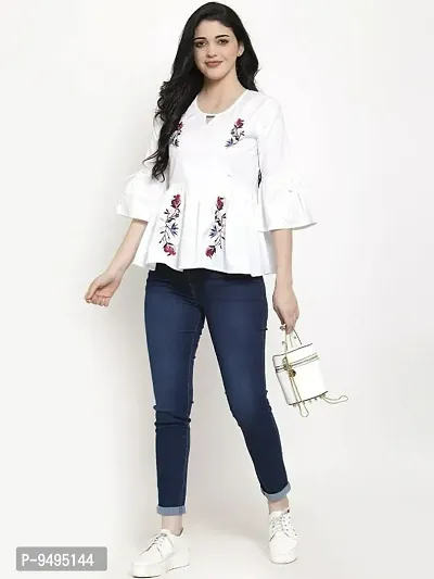 Classic Cotton Embroidered Tops for Women-thumb0
