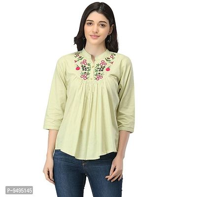 Classic Cotton Embroidered Tops for Women