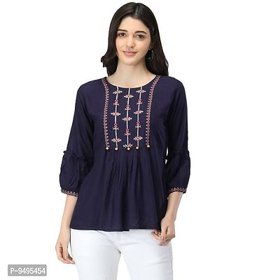 Classic Rayon Embroidered Tops for Women-thumb0