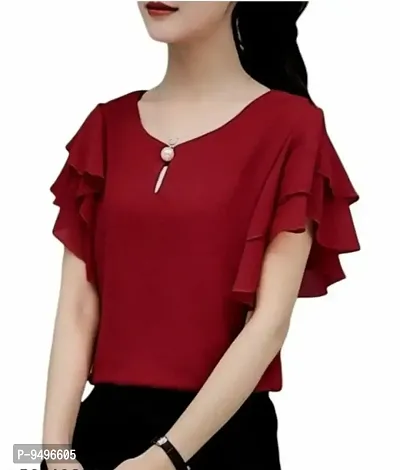Classic Georgette Solid Tops for Womens-thumb0