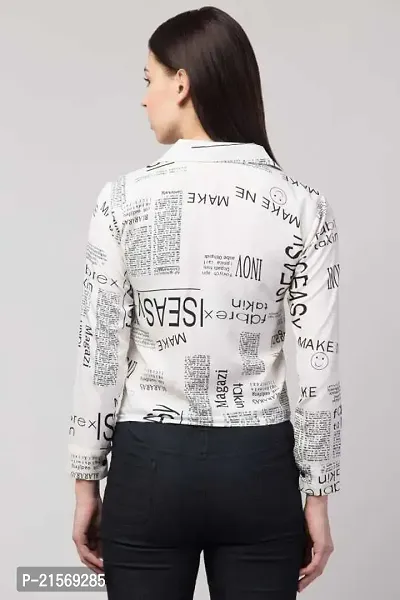 Women Full Sleeve Paper Print Crop Shirt-thumb2