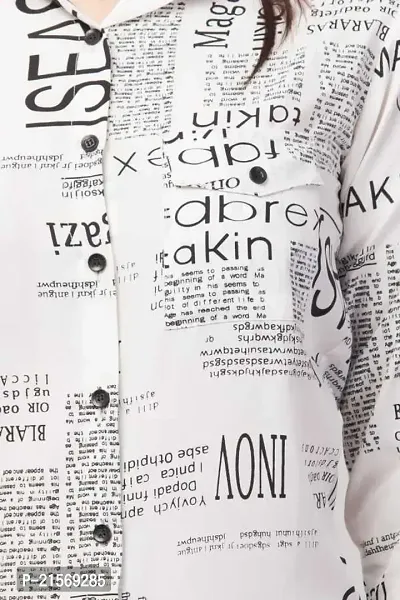 Women Full Sleeve Paper Print Crop Shirt-thumb3