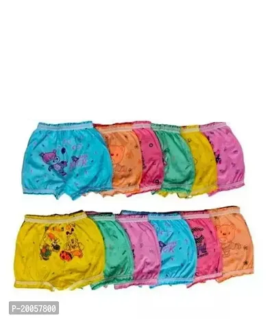 Stylish Fancy Cotton Blend Printed Panty For Kids Girls Pack Of 12