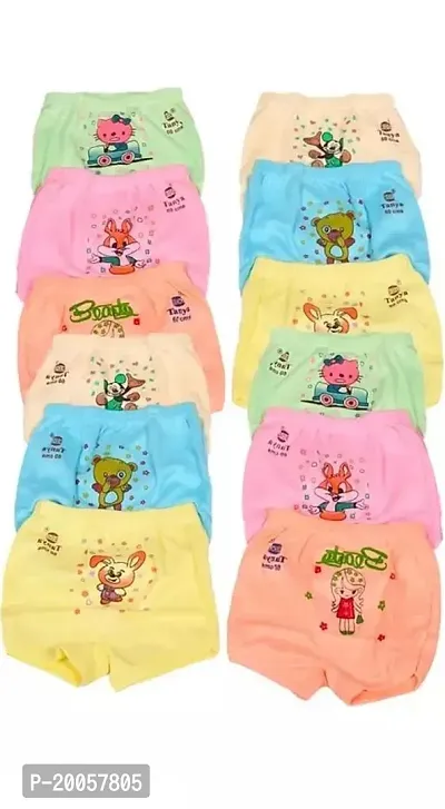 Stylish Fancy Cotton Blend Printed Panty For Kids Girls Pack Of 12