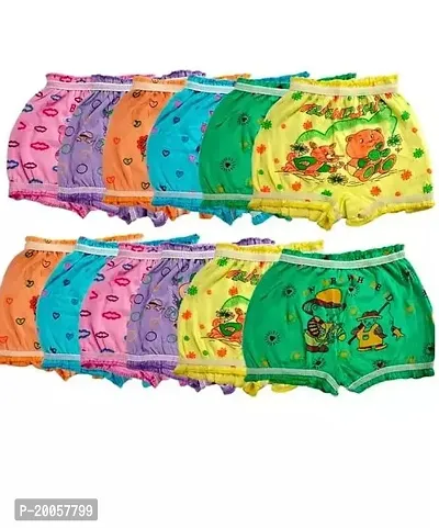 Stylish Fancy Cotton Blend Printed Panty For Kids Girls Pack Of 12-thumb0