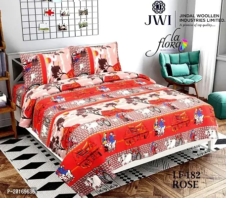 Comfortable Polycotton Printed Double Bedsheet with Pillow Covers-thumb5