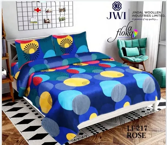 Printed Double Bedsheet with 2 Pillow Cover