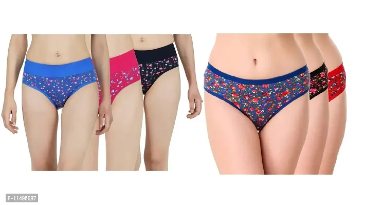 Buy AJ FASHIONS Combo Pack of 6 Women's Multicolor Pack of 3 100% Cotton  Tummy Controller Hipster Printed Panties, Pack of 3 100% Cotton Brief Panty  for Girl's, Free One Pair Transparent