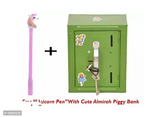 Free Unicorn Pen With Piggy Bank Gullak For Kids With 2 Keys-thumb0