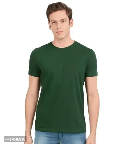 Comfortable And Stylish Green Cotton Round Neck Tees For Men