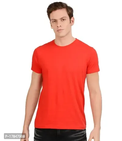 Comfortable And Stylish Red Cotton Round Neck Tees For Men