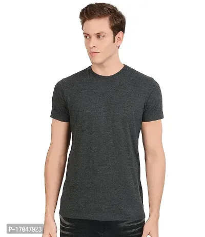 Comfortable And Stylish Grey Cotton Round Neck Tees For Men