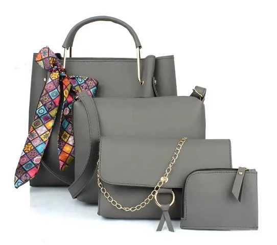 Trendy Solid PU Handbags (pack of 4)
