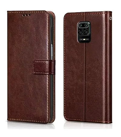 Cloudza Redmi Note 10 Lite Flip Back Cover | PU Leather Flip Cover Wallet Case with TPU Silicone Case Back Cover for Redmi Note 10 Lite Brown