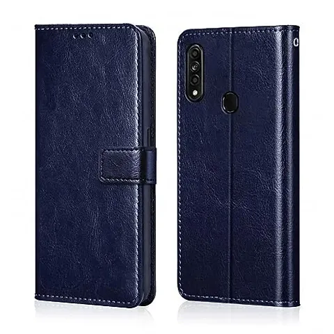 Cloudza Vivo Z1 Pro Flip Back Cover | PU Leather Flip Cover Wallet Case with TPU Silicone Case Back Cover for Vivo Z1 Pro Blue
