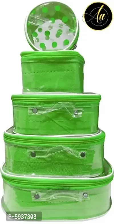 Stylish Green Plastic Vanity Box Organizers- 5 Pieces Set-thumb0