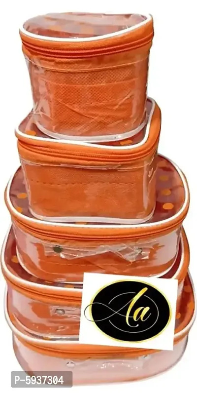 Stylish Orange Plastic Vanity Box Organizers- 5 Pieces Set